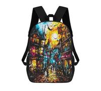 sinyumoney Children's Backpacks Kids Magical Alley - Fantasy Expressionist Art School Bag Boys Backpack Travel Bag Student Schoolbag Book Stationery Bag School Bags 17inch