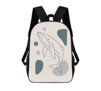 sinyumoney Children's Backpacks Kids Minimalist Whale Line Art with Shapes School Bag Boys Backpack Travel Bag Student Schoolbag Book Stationery Bag School Bags 17inch
