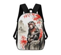 sinyumoney Children's Backpacks Kids Monkey Japan Ink Art School Bag Boys Backpack Travel Bag Student Schoolbag Book Stationery Bag School Bags 17inch