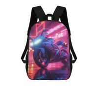 sinyumoney Children's Backpacks Kids Motorcycle Aesthetic Neon School Bag Boys Backpack Travel Bag Student Schoolbag Book Stationery Bag School Bags 17inch
