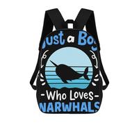 sinyumoney Children's Backpacks Kids Narwhals Whales Narwhal Lo School Bag Boys Backpack Travel Bag Student Schoolbag Book Stationery Bag School Bags 17inch