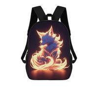 sinyumoney Children's Backpacks Kids Neon Fire Kitsune Fox School Bag Boys Backpack Travel Bag Student Schoolbag Book Stationery Bag School Bags 17inch