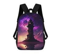 sinyumoney Children's Backpacks Kids Paint Lighthouse School Bag Boys Backpack Travel Bag Student Schoolbag Book Stationery Bag School Bags 17inch
