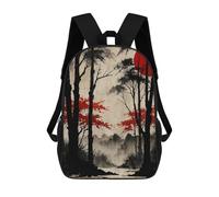 sinyumoney Children's Backpacks Kids Red Sun Forest School Bag Boys Backpack Travel Bag Student Schoolbag Book Stationery Bag School Bags 17inch