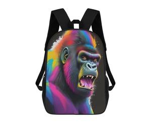 sinyumoney Children's Backpacks Kids Splash Art Gorilla School Bag Boys Backpack Travel Bag Student Schoolbag Book Stationery Bag School Bags 17inch