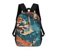 sinyumoney Children's Backpacks Kids Venice from Above School Bag Boys Backpack Travel Bag Student Schoolbag Book Stationery Bag School Bags 17inch