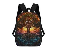 sinyumoney Children's Backpacks Kids Yggdrasil Stained Glass School Bag Boys Backpack Travel Bag Student Schoolbag Book Stationery Bag School Bags 17inch