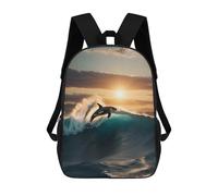 sinyumoney Children's Backpacks Killer Whale Of Sunset School Bag 3D Printed Children's School Backpack Fashion Travel Backpacks for Kids School Students 17inch