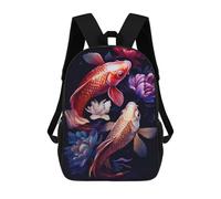 sinyumoney Children's Backpacks Koi Fish School Bag 3D Printed Children's School Backpack Fashion Travel Backpacks for Kids School Students 17inch