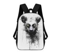 sinyumoney Children's Backpacks Lemur Beauty Black Ink School Bag 3D Printed Children's School Backpack Fashion Travel Backpacks for Kids School Students 17inch