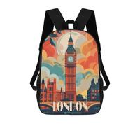 sinyumoney Children's Backpacks London Big Ben School Bag 3D Printed Children's School Backpack Fashion Travel Backpacks for Kids School Students 17inch