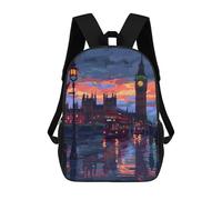 sinyumoney Children's Backpacks London Pixel Art 8bit School Bag 3D Printed Children's School Backpack Fashion Travel Backpacks for Kids School Students 17inch