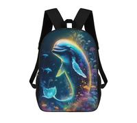 sinyumoney Children's Backpacks Magic Realism Whale School Bag 3D Printed Children's School Backpack Fashion Travel Backpacks for Kids School Students 17inch