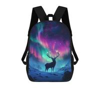 sinyumoney Children's Backpacks Magical Aurora Deer Nature School Bag 3D Printed Children's School Backpack Fashion Travel Backpacks for Kids School Students 17inch