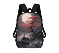 sinyumoney Children's Backpacks Moon Japanese Landscape School Bag 3D Printed Children's School Backpack Fashion Travel Backpacks for Kids School Students 17inch