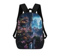 sinyumoney Children's Backpacks Moonlit Sakura Retreat School Bag 3D Printed Children's School Backpack Fashion Travel Backpacks for Kids School Students 17inch