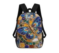 sinyumoney Children's Backpacks Mosaic Butterfly Art School Bag 3D Printed Children's School Backpack Fashion Travel Backpacks for Kids School Students 17inch