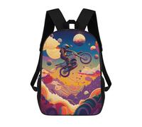 sinyumoney Children's Backpacks Motorcycle in A Dreamy Landscape School Bag 3D Printed Children's School Backpack Fashion Travel Backpacks for Kids School Students 17inch