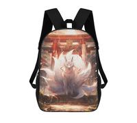 sinyumoney Children's Backpacks Mystic Kitsune Gateway School Bag 3D Printed Children's School Backpack Fashion Travel Backpacks for Kids School Students 17inch