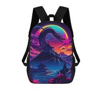 sinyumoney Children's Backpacks Neon Dragon Sky School Bag 3D Printed Children's School Backpack Fashion Travel Backpacks for Kids School Students 17inch