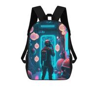 sinyumoney Children's Backpacks Neon Helmet Exploration School Bag 3D Printed Children's School Backpack Fashion Travel Backpacks for Kids School Students 17inch