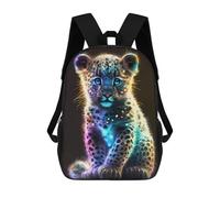 sinyumoney Children's Backpacks Neon Leopard Cub Artwork School Bag 3D Printed Children's School Backpack Fashion Travel Backpacks for Kids School Students 17inch