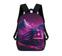 sinyumoney Children's Backpacks Neon Mountain Train School Bag 3D Printed Children's School Backpack Fashion Travel Backpacks for Kids School Students 17inch
