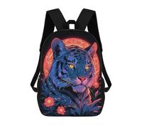 sinyumoney Children's Backpacks Neon Tiger Portrait School Bag 3D Printed Children's School Backpack Fashion Travel Backpacks for Kids School Students 17inch