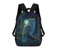 sinyumoney Children's Backpacks Night Owl in Moonlit Forest School Bag 3D Printed Children's School Backpack Fashion Travel Backpacks for Kids School Students 17inch