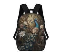 sinyumoney Children's Backpacks Peacock Bird Art Peafowl School Bag 3D Printed Children's School Backpack Fashion Travel Backpacks for Kids School Students 17inch
