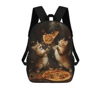 sinyumoney Children's Backpacks Pizza Cat Food Fight School Bag 3D Printed Children's School Backpack Fashion Travel Backpacks for Kids School Students 17inch