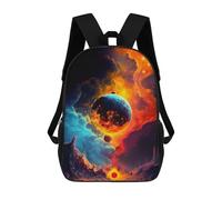sinyumoney Children's Backpacks Planetary Convergence Fire Meets Ice School Bag 3D Printed Children's School Backpack Fashion Travel Backpacks for Kids School Students 17inch