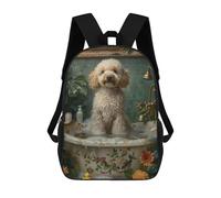 sinyumoney Children's Backpacks Poodle Dog in A Bathtub School Bag 3D Printed Children's School Backpack Fashion Travel Backpacks for Kids School Students 17inch
