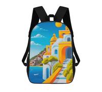 sinyumoney Children's Backpacks Positano VI School Bag 3D Printed Children's School Backpack Fashion Travel Backpacks for Kids School Students 17inch