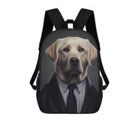 sinyumoney Children's Backpacks Professional Pet Portrait Elegant Dog in Suit School Bag 3D Printed Children's School Backpack Fashion Travel Backpacks for Kids School Students 17inch