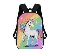 sinyumoney Children's Backpacks Rainbow Unicorn Cartoon Illustration School Bag 3D Printed Children's School Backpack Fashion Travel Backpacks for Kids School Students 17inch