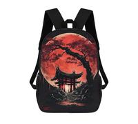 sinyumoney Children's Backpacks Red Moon Japan School Bag 3D Printed Children's School Backpack Fashion Travel Backpacks for Kids School Students 17inch
