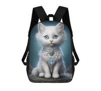sinyumoney Children's Backpacks Regal White Kitten Portrait School Bag 3D Printed Children's School Backpack Fashion Travel Backpacks for Kids School Students 17inch
