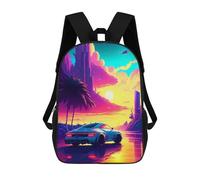 sinyumoney Children's Backpacks Retro Car 10 School Bag 3D Printed Children's School Backpack Fashion Travel Backpacks for Kids School Students 17inch