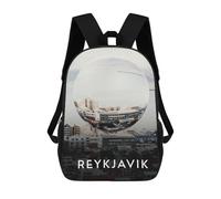 sinyumoney Children's Backpacks Reykjavik Iceland Abstract School Bag 3D Printed Children's School Backpack Fashion Travel Backpacks for Kids School Students 17inch