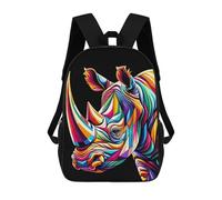 sinyumoney Children's Backpacks Rhino Wpap Pop Art School Bag 3D Printed Children's School Backpack Fashion Travel Backpacks for Kids School Students 17inch