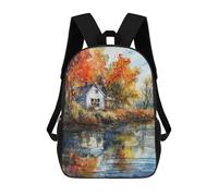 sinyumoney Children's Backpacks Rustic Autumn School Bag 3D Printed Children's School Backpack Fashion Travel Backpacks for Kids School Students 17inch