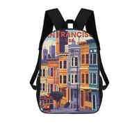 sinyumoney Children's Backpacks San Francisco School Bag 3D Printed Children's School Backpack Fashion Travel Backpacks for Kids School Students 17inch