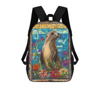 sinyumoney Children's Backpacks Sea Lion Stained Glass School Bag 3D Printed Children's School Backpack Fashion Travel Backpacks for Kids School Students 17inch