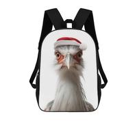 sinyumoney Children's Backpacks Secretary Bird with Santa Hat School Bag 3D Printed Children's School Backpack Fashion Travel Backpacks for Kids School Students 17inch