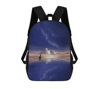 sinyumoney Children's Backpacks Serene Sailboat Twilight School Bag 3D Printed Children's School Backpack Fashion Travel Backpacks for Kids School Students 17inch