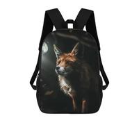 sinyumoney Children's Backpacks Shady Fox School Bag 3D Printed Children's School Backpack Fashion Travel Backpacks for Kids School Students 17inch