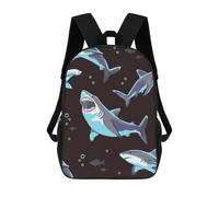 sinyumoney Children's Backpacks Shark Pattern on Dark Background School Bag 3D Printed Children's School Backpack Fashion Travel Backpacks for Kids School Students 17inch