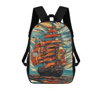 sinyumoney Children's Backpacks Ship Battle School Bag 3D Printed Children's School Backpack Fashion Travel Backpacks for Kids School Students 17inch