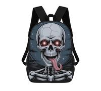 sinyumoney Children's Backpacks Skull with Glowing Eyes And Tongue School Bag 3D Printed Children's School Backpack Fashion Travel Backpacks for Kids School Students 17inch
